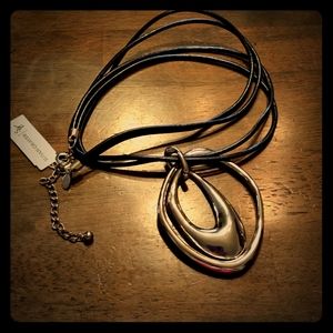 Susan Graver double leather cord abstract necklace